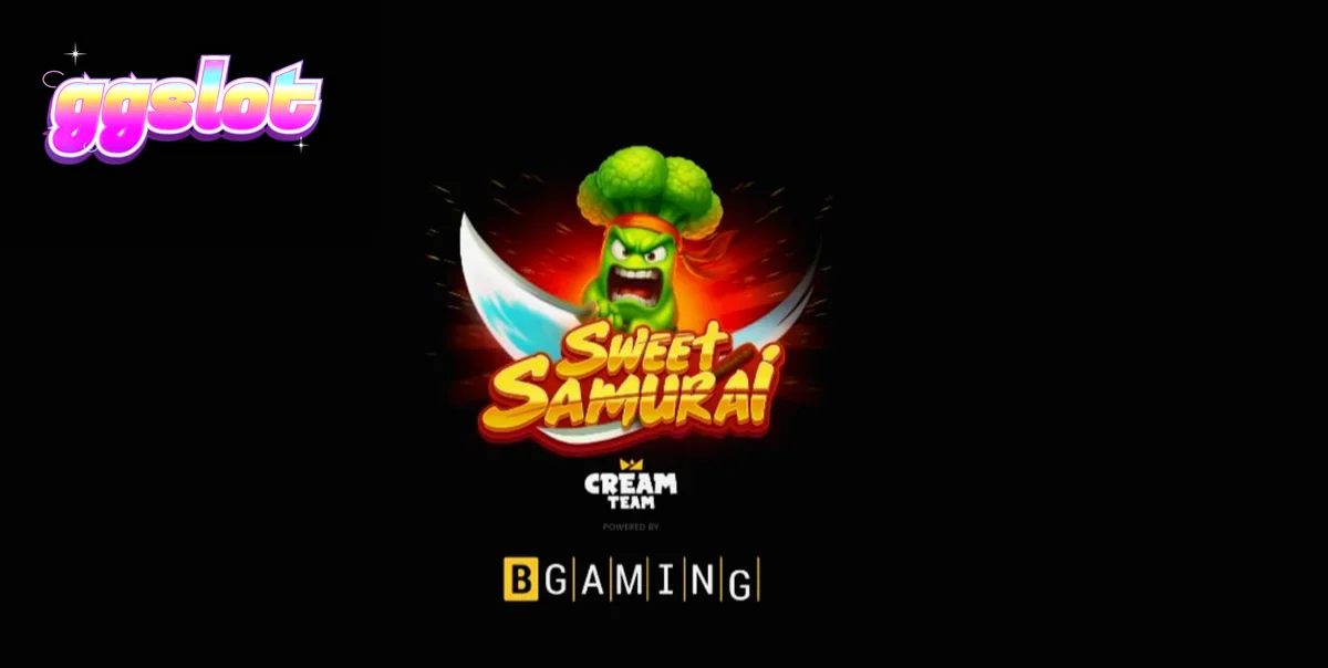 Screenshot ng Sweet Samurai slot game na nagpapakita ng Broccoli Samurai at mga simbolo ng prutas sa kakaibang reel layout.